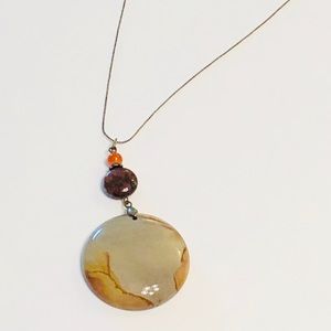 Glossy Polychrome Jasper & Carnelian Stone Necklace